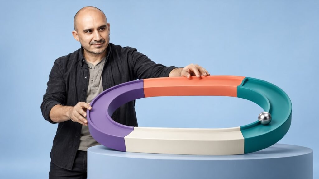 Jack ajusta un circuito continuo de cuatro etapas para representar Loop Marketing